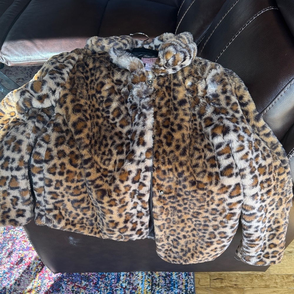 Leopard Print Kids Faux Fur Jacket